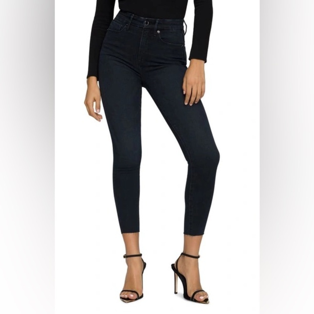 Good American Good Waist Raw Hem Jeans